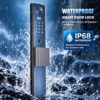 Serrure de porte intelligente extérieure étanche IP68 avec reconnaissance faciale 3D, empreinte digitale, mot de passe, carte, clé, caméra 100W et écran 4,5 pouces
