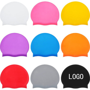 Bonnets <span class=keywords><strong>de</strong></span> <span class=keywords><strong>bain</strong></span> unisexes en silicone imperméables personnalisables avec logos imprimés pour la natation et les sports aquatiques - Product Image 1