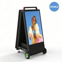 Affichage numérique mobile extérieur double face 32/43/55 pouces, étanche IP65, 2000 nits, alimenté par batterie, animation intégrée, CMS non inclus