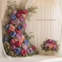 Bouquet de fleurs artificielles pivoine et ranunculus à 7 têtes en tissu brossé, finition flamme, pour arrangement de table intérieur, style nordique Instagram