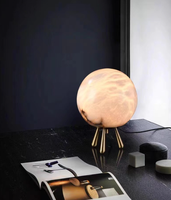 Lampe de table en cuivre espagnol et pierre nuageuse, lampe de chevet pour salon, LED, télécommande, intensité réglable, 2700K blanc chaud, lampe contemporaine