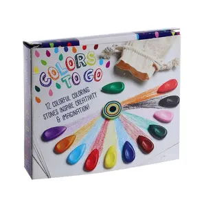 12colors washable coloring stones shape plastic crayons with eraser