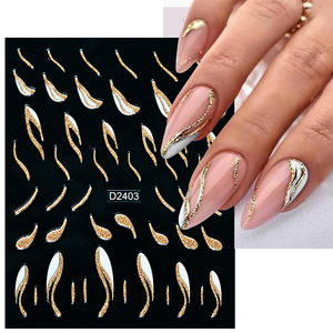 Hiny paillettes lignes françaises ongles autocollants vagues courbe <span class=keywords><strong>argent</strong></span>/or rayures <span class=keywords><strong>manucure</strong></span> décalcomanies <span class=keywords><strong>manucure</strong></span> français ongles décoration - Product Image 3