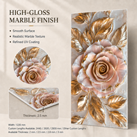 Panel de Pared de PVC con Relieve de Rosa 3D en Dorado MORLENX, Acabado UV, Fácil Instalación para Paredes Decorativas en Boutiques y Proyectos de Interiores