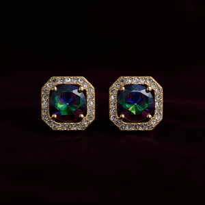 Pendientes de botón geométricos con brillo, chapados en oro, con cristales de imitación, joyería de moda para fiesta para mujer, diseño moderno - Product Image 2