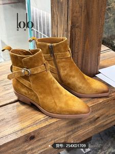 Cómodas botas cortas Chelsea para mujer, tacón grueso <span class=keywords><strong>de</strong></span> fondo plano puntiagudo, <span class=keywords><strong>zapatos</strong></span> <span class=keywords><strong>de</strong></span> mujer con hebilla <span class=keywords><strong>de</strong></span> metal a la moda - Product Image 2