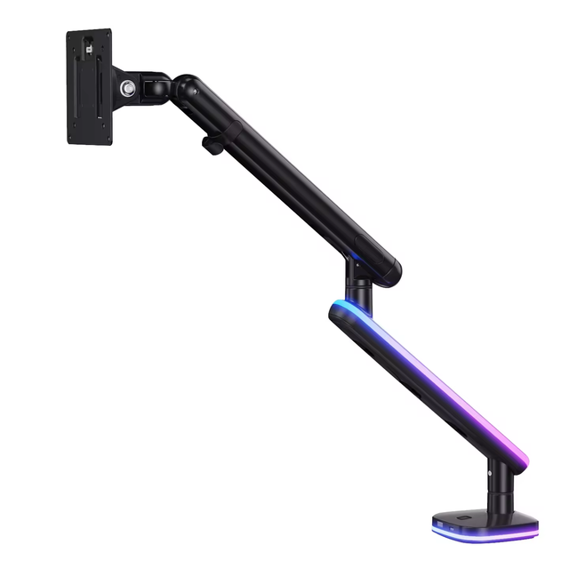 Heavy Duty Single Gas Spring Gaming Monitor Arm Stand 17-32 Inch Full Motion Desk Mount Bracket With Audio USB Port