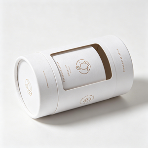 Boîte en carton cylindrique portable pour grains de café avec fenêtre découpée, tube en carton premium, design de marque personnalisé - Product Image 2