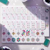 Jeu de tuiles de Mahjong américain personnalisé OEM ODM, motif botanique sauvage inspiré de la nature, 160 tuiles, 8 tapis, 1 support, exposition créative