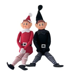 JQ Poupée Elfe de Noël aux longues jambes arc-en-ciel, figurine en position assise, Elfe sur l'étagère, décoration de maison colorée pour les fêtes - Product Image 4