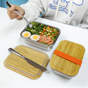 Lihong 2022 kids lunch box set children 3 compartment stainless steel bento food container lunch box bento box bamboo lid