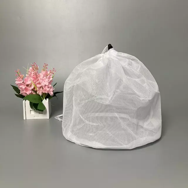 Tas Serut Jaring Cucian Poliester untuk Pakaian Bra Pencetakan Logo Kustom Jaring Grosir Tas Cucian dengan Tali