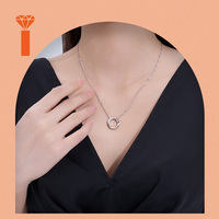 Magnifique Collier Ras du Cou pour Femme en Argent 925 Plaqué Rhodium avec Moissanite Éternelle en Cercle, Demi-Pavé Entrelacé de Haute Qualité