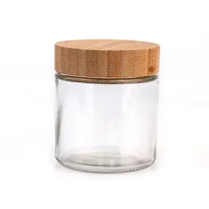 Glass Storage Jars with Bamboo Lids Air Tight Kitchen Stackable Empty Round Spice Bottles