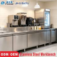 Équipement de travail pour la restauration commerciale, évier en acier inoxydable et table de préparation de style armoire de rangement pour la cuisine des cafés et salons de thé