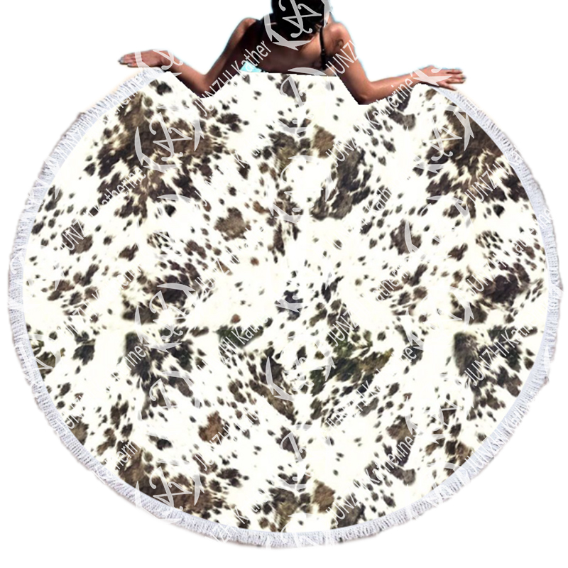 JUNZHI KATHERINE модное толстое круглое пляжное полотенце из коровы для девушек