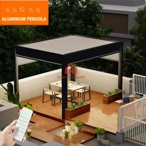 Aluminum Motorized Gazebo Outdoor Opening Louvered Roof Pergola Bioclimatic Patio Cover Roof