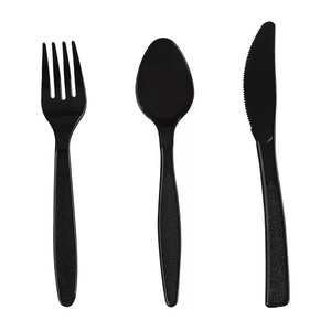 Hiện đại phân hủy sinh học <span class=keywords><strong>PS</strong></span> nhựa dùng một lần thiết lập dao kéo trắng đen <span class=keywords><strong>Flatware</strong></span> thuận tiện cho việc sử dụng nhựa - Product Image 1