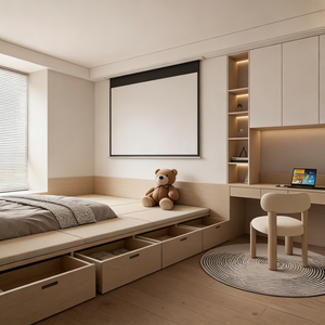 Juego de Dormitorio Tatami Reclinable de Madera Maciza Personalizado con Armario para Apartamento y Hotel, Diseño Moderno - Product Image 3