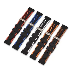 Correa de silicona para <span class=keywords><strong>reloj</strong></span> deportivo, resistente al agua, 20mm, 22mm, 24mm - Product Image 1