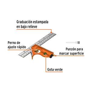 BOX 6 7' Regla combinada con punzón de marcado, TRUPER - Product Image 2