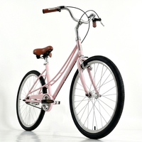 Vélo de ville à une vitesse, directement de l'usine, pas cher, 24 pouces, cadre en acier, jantes en alliage d'aluminium, capacité de charge de 150 kg, vélo de ville classique