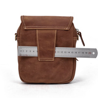 Sac banane/sac bandoulière homme en cuir véritable vintage Crazy Horse marron, style rétro européen-américain, pour l'été et les activités de plein air