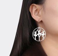 Boucles d'oreilles pendantes Ballerine Cercle Creux Danseuse pour Femme, Silhouette de Filles Dansantes, Bijoux de Mode Ballet, Cadeau