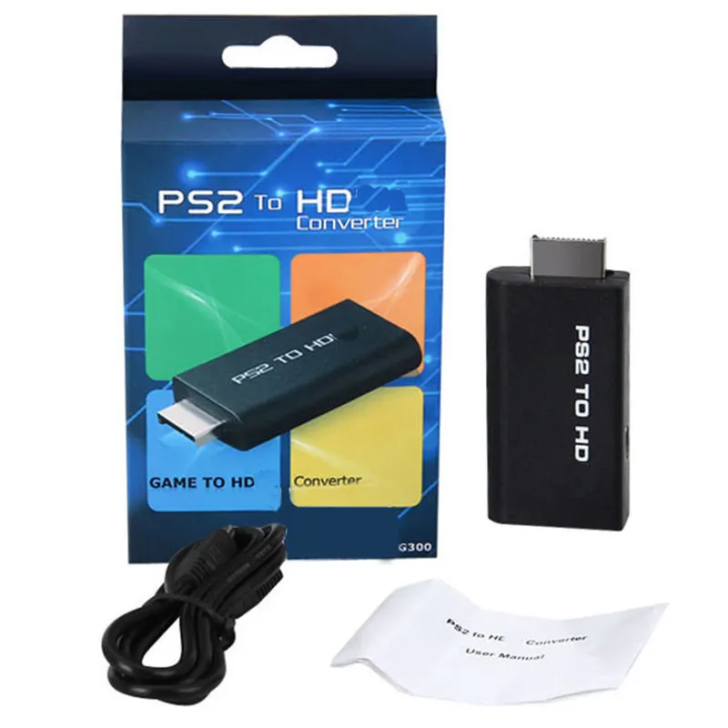 Adaptor Konverter Video Audio PS2 Ke HD, Konverter AV Kabel USB dengan Output Audio 3.5MM PS2 Ke HD