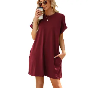 Aladal Europe and the United States cross-border foreign trade spot 2024 spring summer new solid color round neck poc