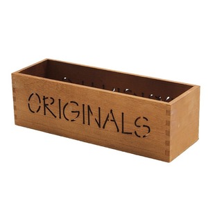 Boîte de rangement en bois originale, rectangulaire, sans couvercle, organisateur de bureau, plateau décoratif pour plantes - Product Image 5