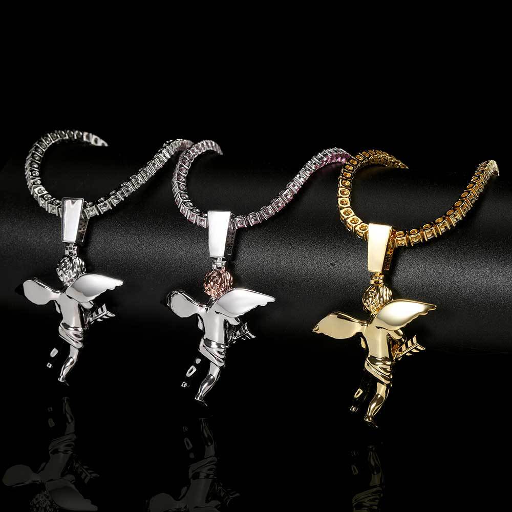 RQ Angel Necklace Pendant - Wholesale Hip Hop Iced Diamond