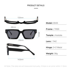 Lunettes de soleil en acétate de qualité supérieure hommes 2025 TR90 cadre carré polarisé logo personnalisé lunettes de soleil à la mode - Product Image 4