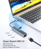 Hub USB 4 en 1 personnalisé OEM 3.0 2.0 Adaptateur RJ45 4 ports Hub USB 2.0 pour ordinateur portable PC Mac iPad