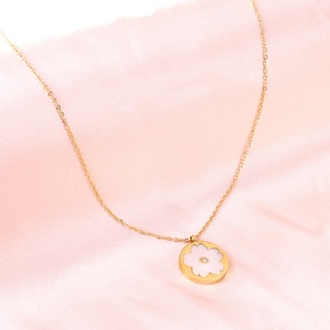 No Fade Korean <b>Angel</b> Wings Flower White Shell Pendant 18kgp <b>Necklace</b> Price <b>Necklace</b> for Women - Product Image 3