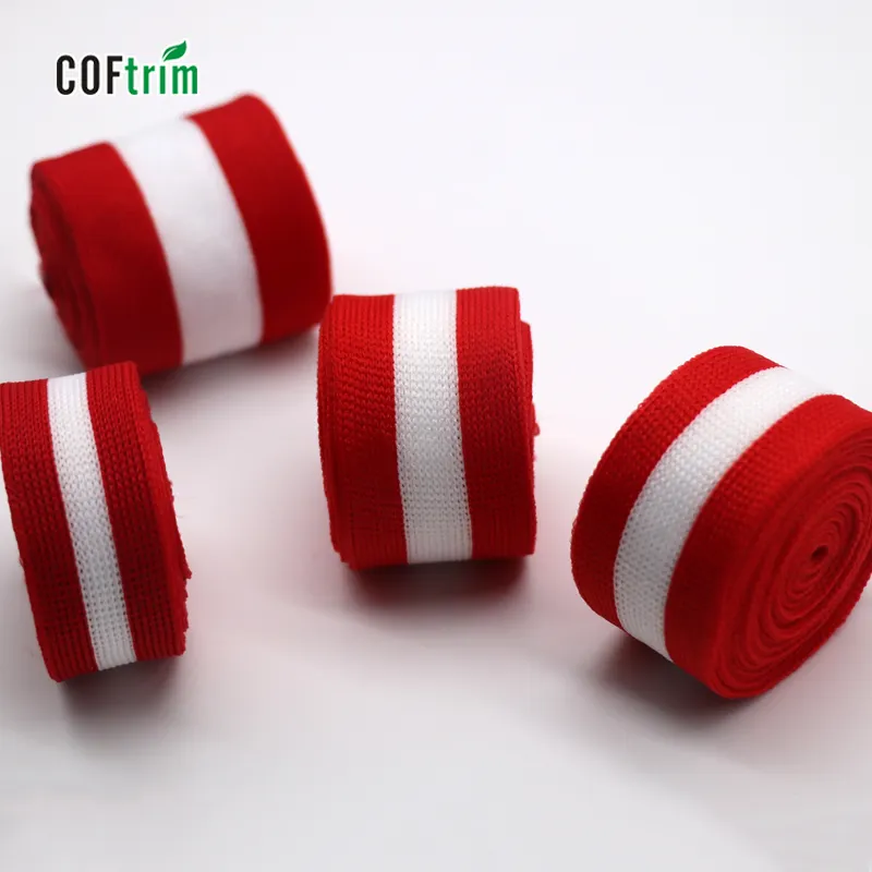 sportswear decoration white and red stripe webbing knit tape twill knit stripe tape