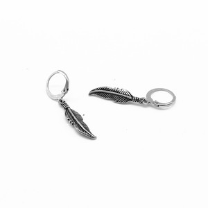 yunnique Stainless Steel <b>Feather</b> Drop Earrings Tibetan Silver Party Jewelry Unisex Fashion Earrings - Product Image 4
