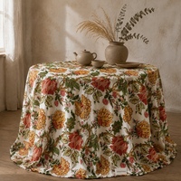 Mantel de Poliéster Tejido de Lujo de 120 Pulgadas con Estampado Floral, Lavable, Antiarrugas, para Decoración de Mesa de Comedor para Bodas