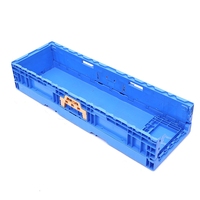 Conteneur pliable en plastique robuste empilable et réutilisable avec couvercle à charnière, bacs de rangement pliables et empilables