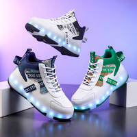 Chaussures à roulettes LED montantes à 4 roues, rechargeables par USB, lumineuses, pour enfants et adultes, sport en extérieur