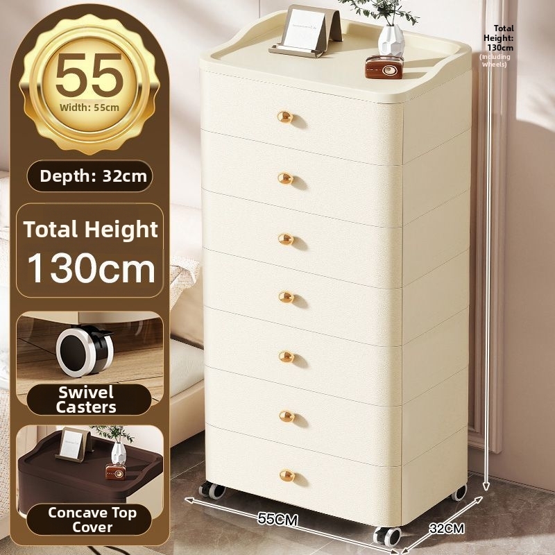 55-sided wide drawer cabinet 7 layers-milk white