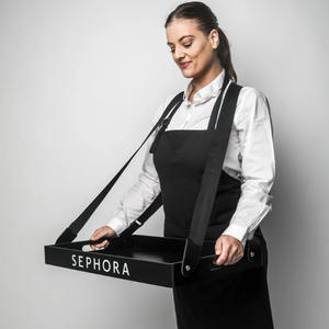 Bandejas de madera para aperitivos con correa, bandeja de usherette delgada, bandeja para servir fiestas nocturnas de películas, portador de palomitas de maíz - Product Image 4