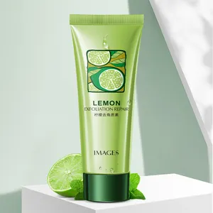 Scrub Wajah Pembersih Dalam Eksfoliasi Lemon Gambar Label Pribadi untuk Eksfoliator