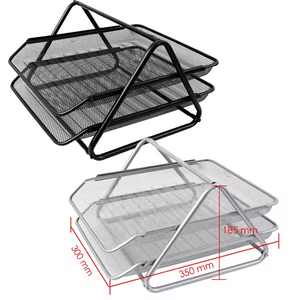 SHIRLEY YA DH003 Plateaux à documents en fil métallique noir avec 2 plateaux coulissants pour le rangement <span class=keywords><strong>de</strong></span> <span class=keywords><strong>bureau</strong></span> - Product Image 1