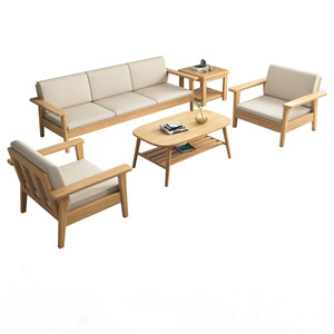 Juego de Sofás de Madera Maciza Estilo Nórdico 123 Combinación con Almacenamiento para Sala de Estar - Product Image 5