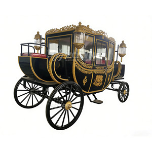 British Style Luxury Modern Durable Low Prices Horse Carriage Royal Black Gold <b>Buggy</b> Outdoor Service Cart - Product Image 1
