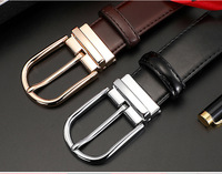 Ceinture en cuir de vachette réversible pour homme, boucle à ardillon, noir et marron, style business décontracté, OEM