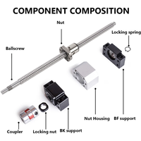 Vis à billes SFU1204, diamètre 12 mm, pas 4 mm, qualité C7, roulée, avec écrou simple BK/BF10, boîtier d'écrou DSG12H et coupleur pour routeur CNC