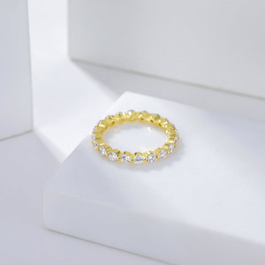 Anillos de Boda Personalizados Tempusort para Mujer, Anillo de Compromiso de Circonio, Chapado en Oro de 14K, Anillo Apilable de Eternidad Completa para Mujer - Product Image 5