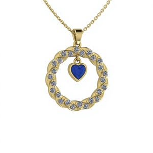 Collar de Plata 925 de Alta Calidad con Colgante de Lapislázuli en Forma de Corazón con Cuerda Trenzada, Romántico y Elegante para Mujer - Product Image 1